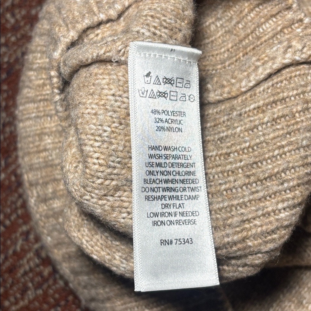 Joie V-Neck Beige cropped hooded knit Sweater oatmeal light brown cozy sweater S - Picture 8 of 12